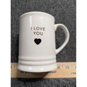 Fringe Studio I Love You Heart Ceramic Coffee Mug White‎ Gold Black Valentine G